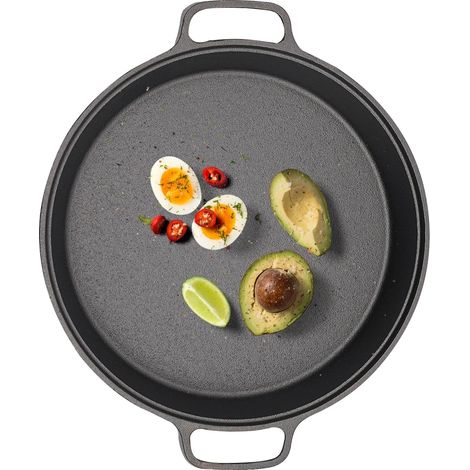 Poêle à frire, fonte, Ø 25 cm, épaisseur 0,16-0,24 pouces, compatible avec les plaques à induction, excellente capacité de stockage de chaleur (1/5)