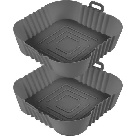 Juego de 2 ollas de silicona para freidora de aire, 7,8 pulgadas – Silicona apta para uso alimentario – Resistente a altas temperaturas – Reutilizable – 8 pulgadas (1/5)