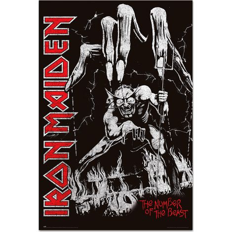 Grupo Erik: Poster Iron Maiden - Number of the Beast Poster da parete Metal Band, 61 x 91,5 cm, Poster da muro con carta lucida e incorniciabile, Iron Maiden Gadget