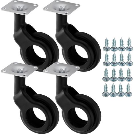 SOTECH 4 Stück Möbelrollen BONN Ø 60 mm schwarz ohne Bremse (Feststeller) inkl. Schraubenset Belastbarkeit bis 120 kg (30 kg pro Transportrolle) (1/5)