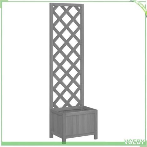 Jardinière avec treillis - FAFEICY - 365478 - Bois massif sapin - Noir - 40x30x135 cm (1/5)