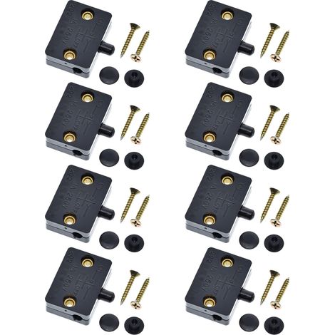 Interrupteur Porte Automatique - Interrupteur à Contact Porte pour Armoire et Placard - 12 V 24 V 110 V - 8 Pièces - Noir (1/5)