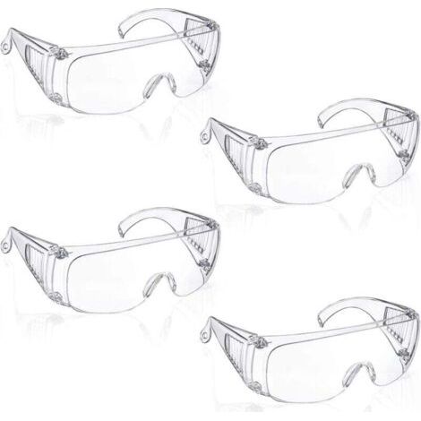 Xinlon 4 Paires Lunette Protection, Lunettes de Sécurité Transparentes, Lunettes de Protection la Sécurité en Laboratoire, Lunettes de Sécurité (1/4)