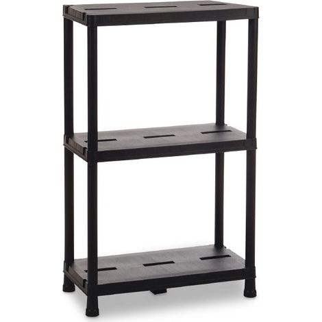 Scaffale Universal Pro 633 a 3 ripiani per interni ed esterni in resina ventilata colore nero 60x30x95 cm Toomax