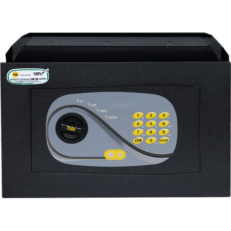 YALE Cassaforte di Massima Sicureza Certificata da Muro Digitale Y3260220, Nera, Dimensione H210xW340xD200mm, 2 Catenacci Orizzontali, Apertura Tramite Tastierino Digitale a PIN, Made In Italy