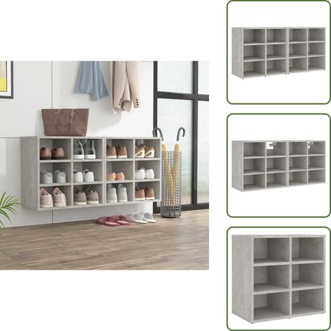 Schuhregale 2 Stk. Betongrau 52,5x30x50 cm - Schuhschrank - Schuhregal - Holzwerkstoff Möbel - Garderobe - Einbauschrank (1/5)