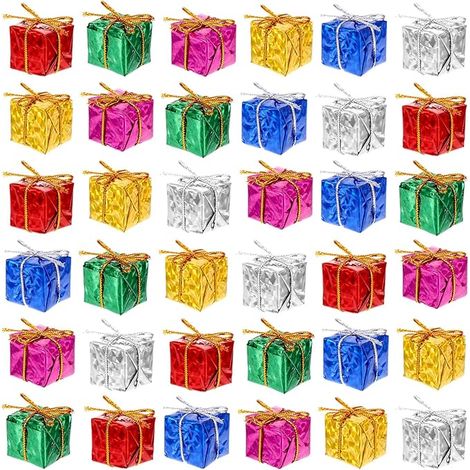 Lot de 30 mini coffrets cadeau pour sapin de Noël – Pendentifs décoratifs miniatures pour décoration festive du sapin (1/5)