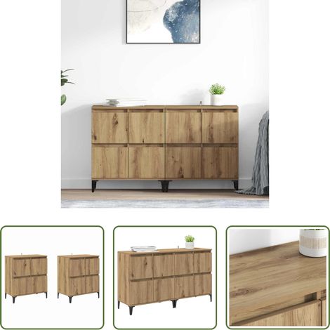 Holz Sideboard - Sideboards 2 pcs Artisan-Eiche 60 x 35 x 70 cm Holzwerkstoff (1/5)