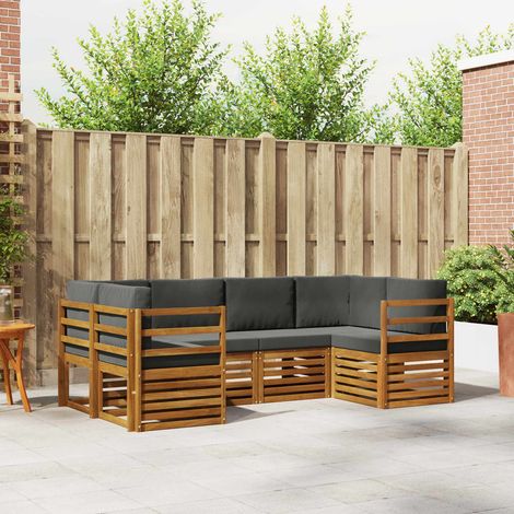 Ecksofa Set 6 pcs Natur und Anthrazit Massivholz Akazie (1/5)