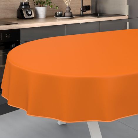 Nappe en Toile cirée Lavable, pour Table de Jardin, pour l'extérieur et l'intérieur, Ovale, 160 x 140 cm, avec Ourlet, Oranges (1/5)