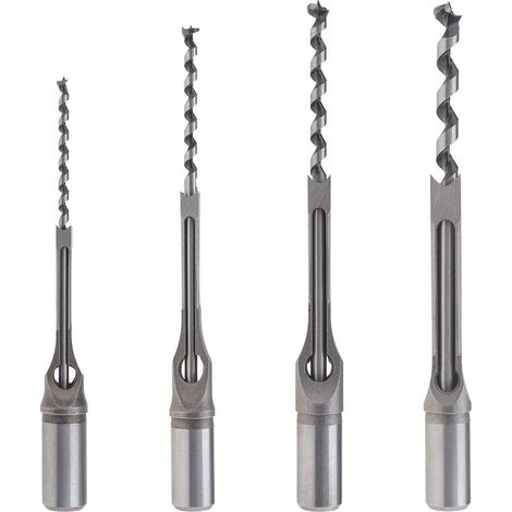 BRAVIX 4pcs Kit de Forets à Trou Carré pour Travail du Bois, Ensemble de Ciseaux à Mortaiser en Bois 6,4mm / 8mm / 9,5mm / 12,7mm pour Charpenterie Construction Décoration Industrie (1/5)