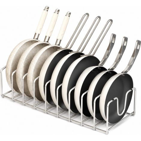 Égouttoir à casseroles réglable, blanc, 52 cm, organisateur de placard coulissant, égouttoir à vaisselle de comptoir avec lignes (1/5)
