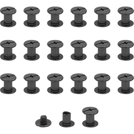 Lot de 20 vis Chicago M5x7mm Vis de reliure Rivet à clous en métal Vis Chicago à tête cruciforme pour ceinture en cuir Bricolage Livre de scrapbooking - noir brillant (1/5)