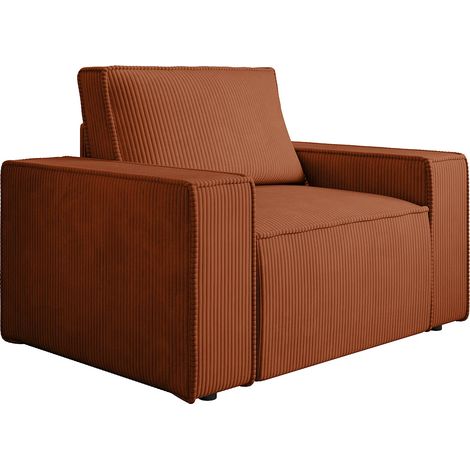 Fauteuil en velours côtelé terracotta AMELIA (1/5)