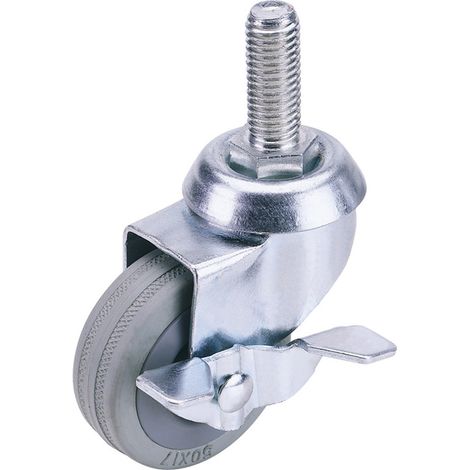 Draper 100mm Dia. Swivel Bolt Fixing Rubber Castor with Brake - S.W.L 80Kg (65481) (1/5)