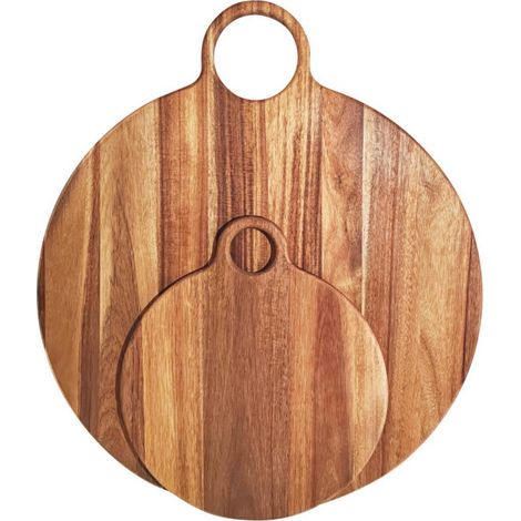 Large Round Acacia Serving Board with Handle - Acacia - L1 x W50 x H58 cm - Brown