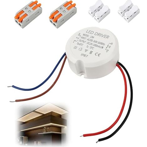 Led Transformer,Waterproof Led Transformer,Round Compact Led Power Supply Ac to Dc With Connectors,Transfo For Led Tapes,Spotlights,Indoor And Outdoor Lighting (1/5)