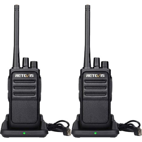 Talkie Walkie Longue Portée, PMR446 Sans Licence Rechargeable, 16 Canaux Haut-Parleur Non Magnétique, Professionnel Pour La Sécurité (2Pcs, Noir) (1/5)