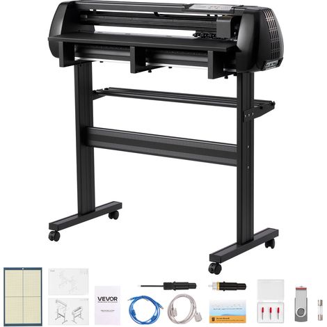 VEVOR Máquina de Corte de Vinilo, con Ancho de Alimentación Máximo de 87 cm, Cuchillas Dobles y Pantalla LED, Precisión de ±0,1 mm, Compatible con Windows y MacOS, Negro, 1080 x 455 x 1030 mm