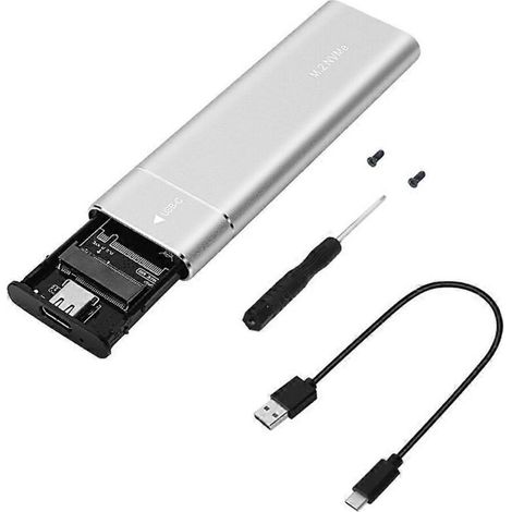 Adaptateur NVMe, boîtier SSD M.2, USB 3.1 Type-C, argent (1/5)