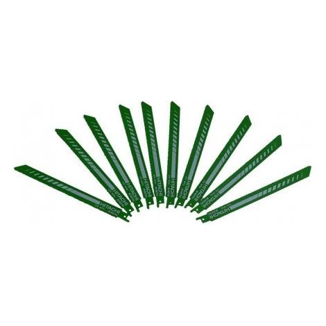 Hitachi – Lot de 10 lames pour scie sabre – Longueur 225 mm – Largeur 19 mm – Pour bois et clous – Performance optimale pour travaux intensifs