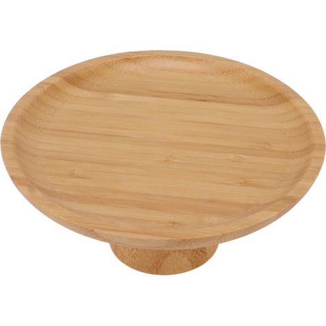 Plateau à fruits haut en bois massif rond, bol pour gâteau, corbeille à fruits surélevée, couleur bois (1/5)