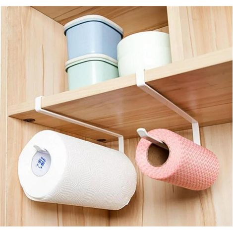 Support Pour Rouleau De Papier Toilette - Support Murale Sans Perçage Pour Placard Cuisine Réfrigérateur - Acier Peint - 26 x 1,3 x 11,5 cm - 1 Pièce (1/5)