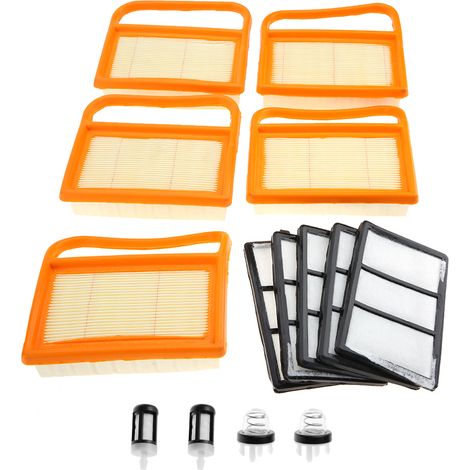Lot de 5 Filtres à Air et Filtre à Carburant avec Poire d'Amorçage pour Tronçonneuse à Disque Stihl TS410 TS420 (1/5)