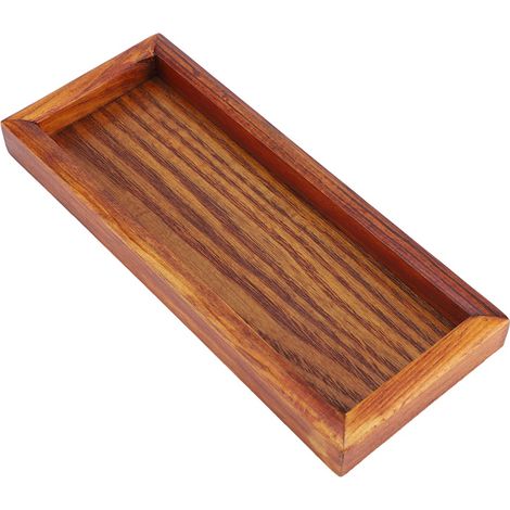 Rechteckiges Holztablett für Teeservice, Tisch, Snackpräsentation, Aufbewahrungsschale für Zuhause und Hotel (20x8cm) (1/5)