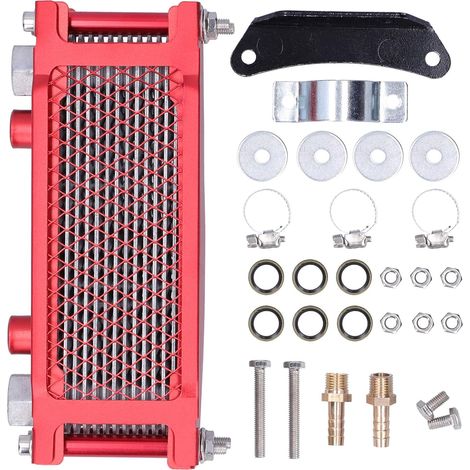 Refroidisseur d'huile Moteur, Kit de Refroidisseur d'huile Kit de Refroidisseur de Transmission en Alliage d'aluminium avec Accessoires pour Moto Dirt Bike ATV (1/4)