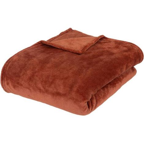 Plaid 180x230cm rose terracotta - createur d\'interieur