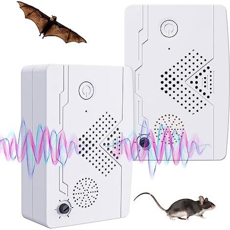 Lot de 2 dispositifs répulsifs à ultrasons pour souris, chauve-souris, cafards, oiseaux, insectes, souris - (1/5)