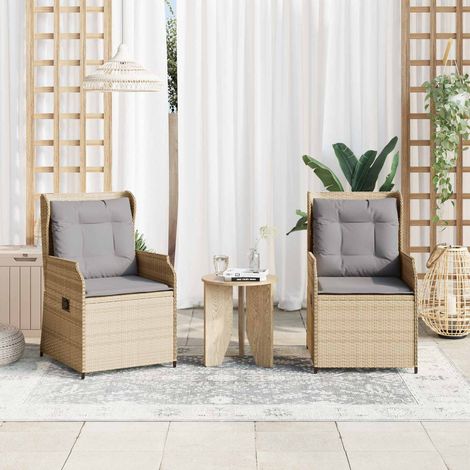 Gartenbank 2 pcs Beige Poly-Rattan