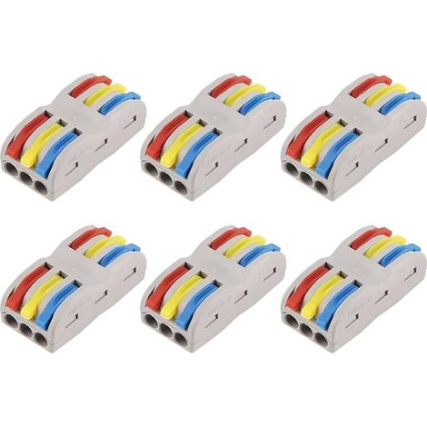 6 Pieces SPL-3 Electrical Connector, Compact Spring Connecting Terminals, 3 Inputs and 3 Outputs, Nylon PA66 Fire Retardant Connectors for Electrical Applications (1/5)