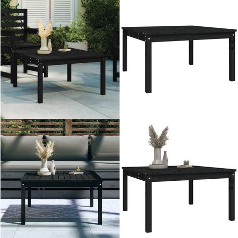 Table de jardin noir 82,5x82,5x45 cm bois massif de pin - Table De Jardin - Table Extérieure - Mobilier De Jardin - Table En Bois - Table Ronde - Home & Living (1/5)