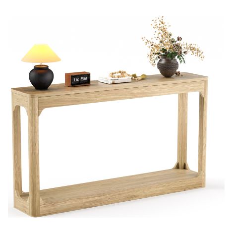 Bardusch - Table d'appoint incurvée de 140 cm de long avec espace de rangement, table de rangement à deux niveaux pour derrière le canapé, idéale pour l'espace derrière le canapé (1/5)