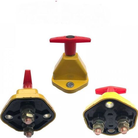 Interrupteur de coupure d'isolateur de batterie de voiture, 24V Interrupteur de mise hors tension de déconnexion de batterie pour voiture, bateau, camping-car, ATV Marine - Jaune-2 pièce (1/3)