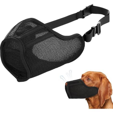 Muselière pour Chien Réglable et Respirante - Mesh Confortable, Anti-Morsure et Anti-Aboiement - pour Chiens de Petite et Moyenne Taille (Noir, M) (1/5)