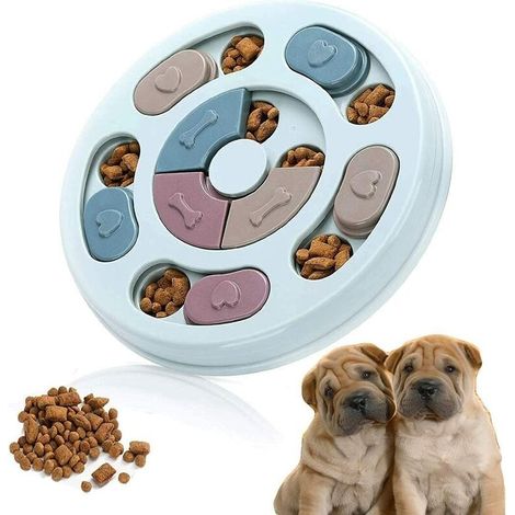 pratique Chien puzt-puzzle lent jouet de nourrisson ralenti, chien interactif puzzle animal de compagnie lent jouet d'alimentation avec antidérapant, bol d'entraînement cérébrale de chien Distribut (1/4)