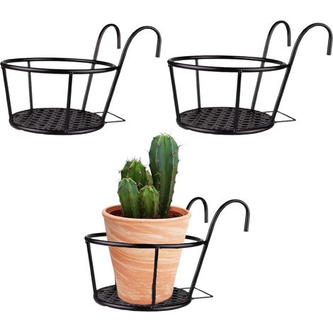 3 Pièces Support Pot De Fleur Extérieur, Pot Plante Garde Corps Suspendu Clôture, Support Fleurs Rond Crochet, Paniers De Fleurs Suspendus en Fer, Convient pour Balcon, Jardiniere, Clôture (1/5)