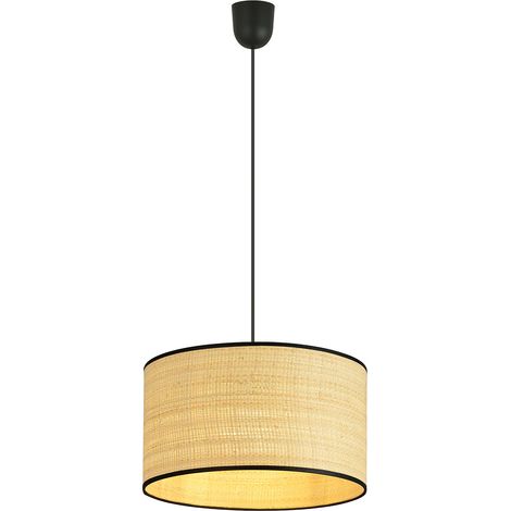 Sospensione Nordica 1 Luce Aston In Acciaio Nero E Rattan (1/5)