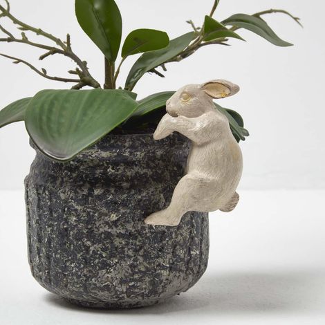 HOMESCAPES Décoration de pot en résine Lapin (1/5)