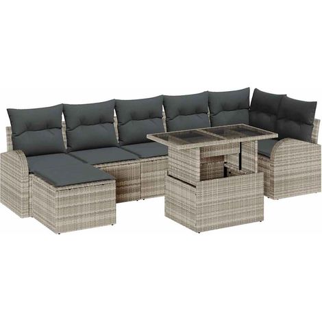 Maison Exclusive - Set Divano da Giardino 8 pcs Grigio chiaro Poly Rattan