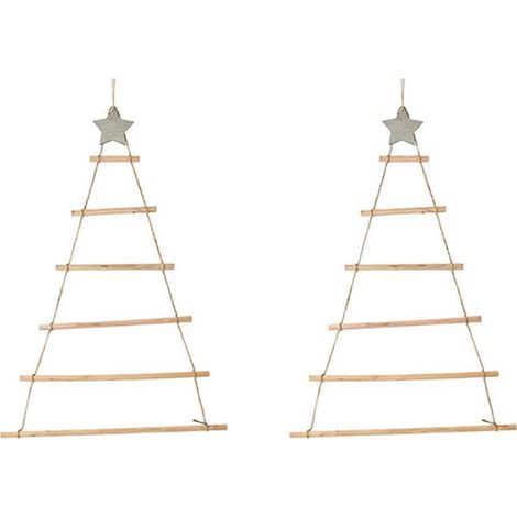 2 DIY-Weihnachtsbäume aus Holz zum Aufhängen an der Wand, Heimdekoration, Holzfarbe. (1/5)