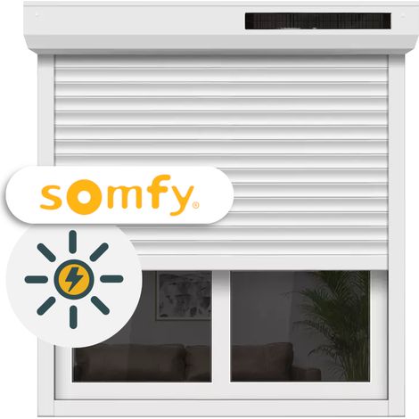 Volet roulant solaire motorisé Somfy – Aluminium – H135 x L120 cm – Coffre étanche – Moteur RS100 Solar iO – Isolation renforcée – Ici Store (1/5)