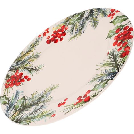 Plat de service rond en céramique, idéal pour le petit-déjeuner, 27 x 27 x 2,5 cm, vendu à l'unité. (1/5)