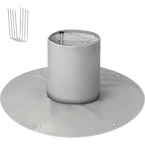Housse de protection hivernale grise avec bande auto-agrippante pour racines d'arbre, couverture extérieure ajustable (1/5)