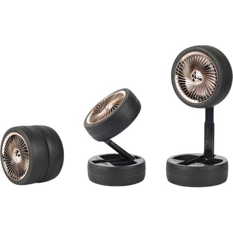 Ventilateur de bureau pneu rechargeable avec lumière LED, Ventilateur de jouet en forme pneu pliable portable extérieur, Mode 3 vitesses, nouvelle décoration intérieure. (1/4)