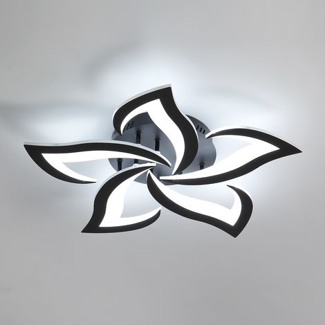 Comely – Plafonnier LED noir 60W – Éclairage puissant 7200lm – Lumière froide 6500K – Design floral moderne pour salon, chambre, cuisine, couloir