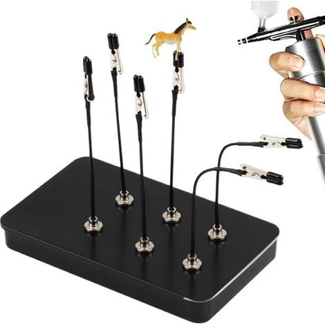 Outils pour la peinture de maquettes - Support en métal - Avec 12 pinces réglables - Outils pour la peinture à l'aérographe (1/5)